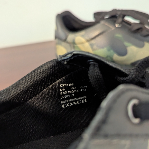 Coach Camouflage Green and Black Sneakers - Picture 8 of 8
